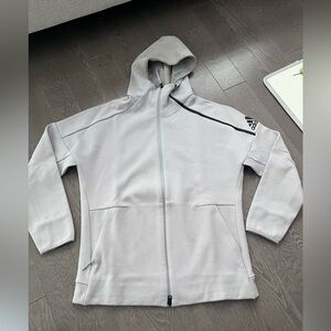 Adidas Light Gray Zip-Up Hoodie ZNE